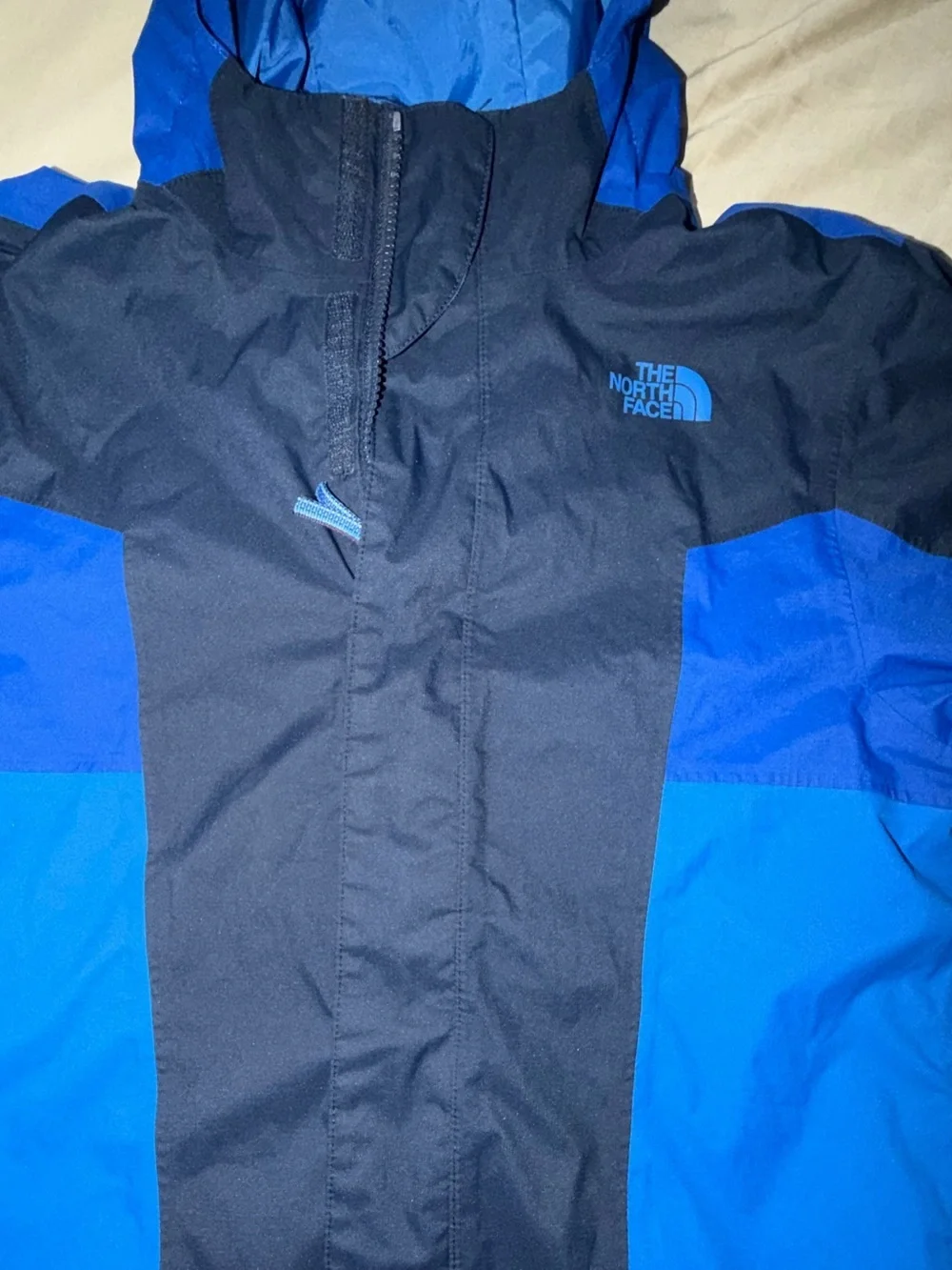 The North Face Axel Triclimate Kids Navy & Royal Blue Hooded Rain Jacket Medium